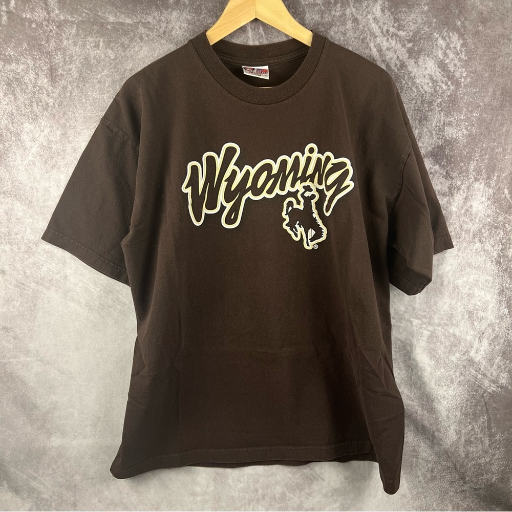 Wyoming Cowboys Shirt Mens XL Brown NCAA Vintage Double Sided Made In USA